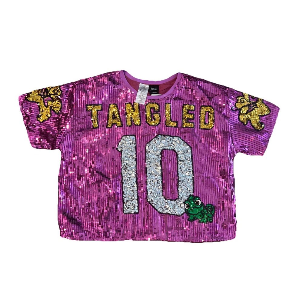 Disney Tangled Rapunzel Sequin Jersey Her Universe 15th Anniversary Wmen's L NWT